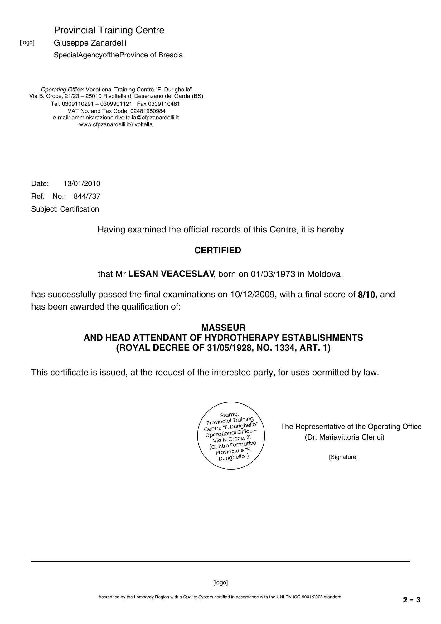 Certified translation